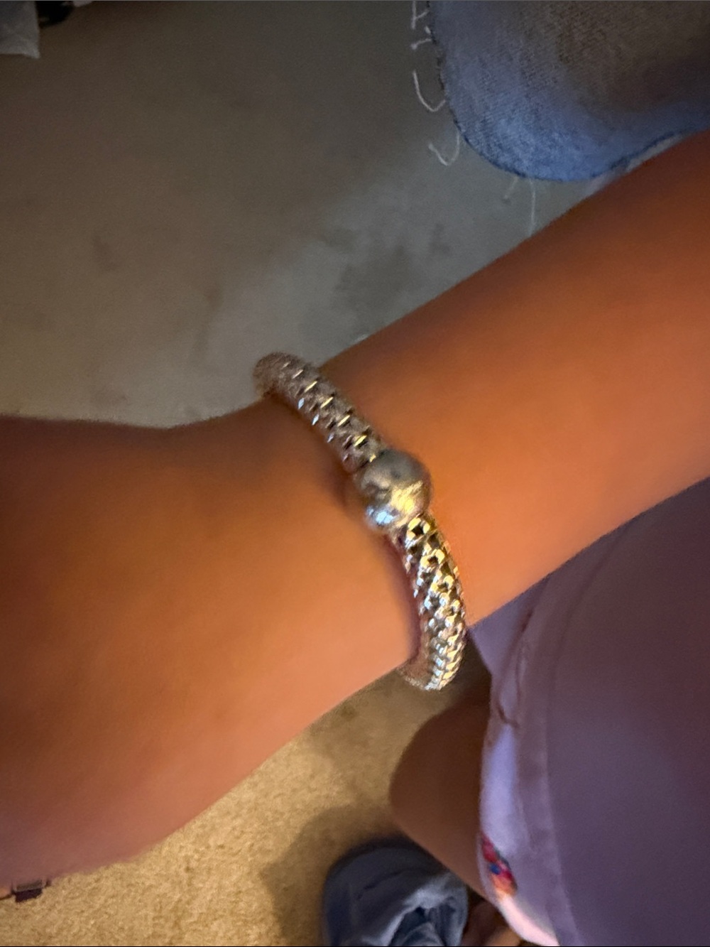 Sterling Silver Braided Bead Bracelet - Silver